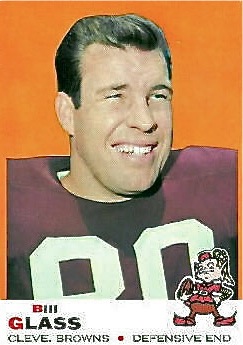 "The Preacher", Bill Glass, from Baylor, played defensive end for the '64 championship. Notice the classic Topps card with the Browns' "elf" mascot.
