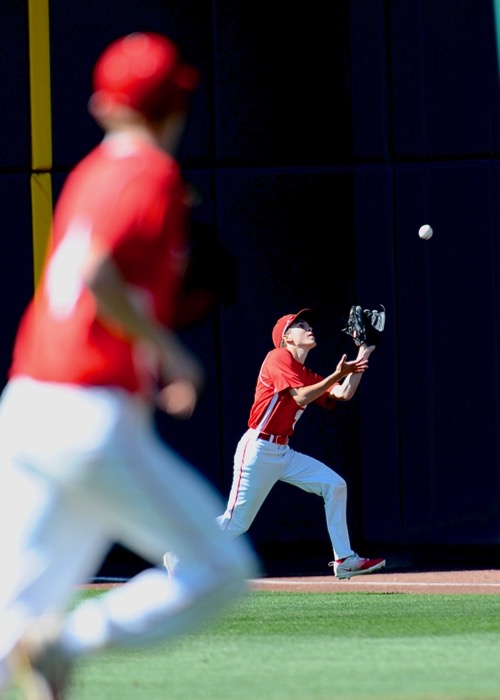 The play....Toronto right fielder Lucas Gulczynski to to Isaac Dorsten's first inning drive...but could not catch it, allowing all three of Minter's runs to score.