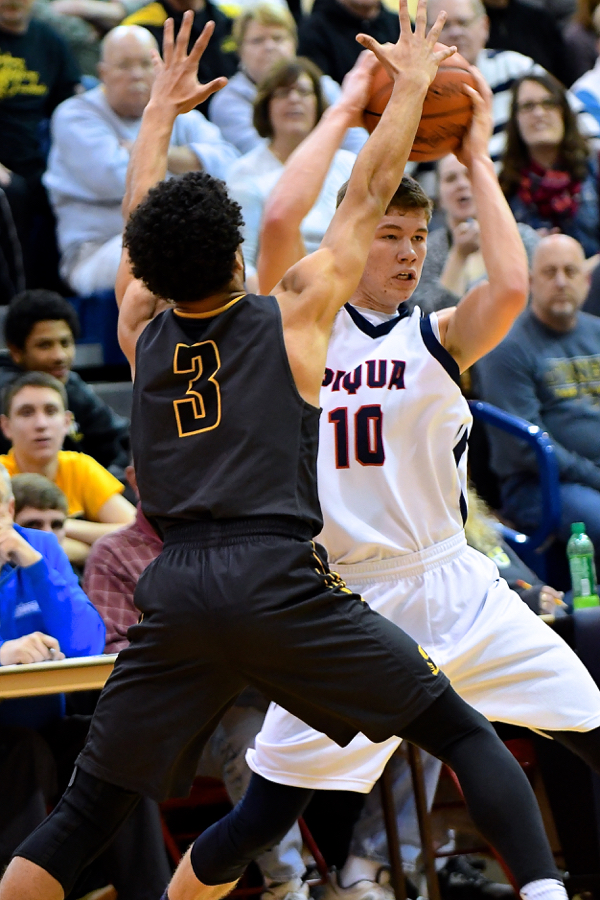 Hayden Schrubb looks for a teammate to throw to, Hayden added 8 points to the Indians score.
