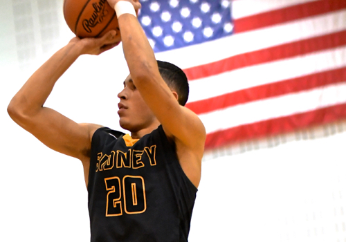Andre Gordon shoots in a patriotic moment.