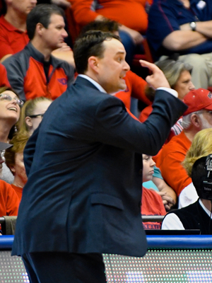 Coach Archie Miller making eye to eye calls with his team.