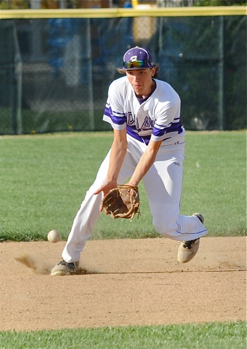 His defense was on its toes...shortstop Ben Homan corrals a ground ball in the sixth inning.