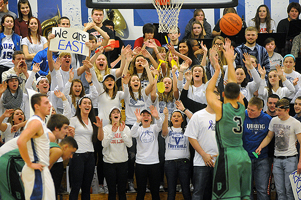 The Miami East student section did its part by distracting Bethel shooters at the free throw line.