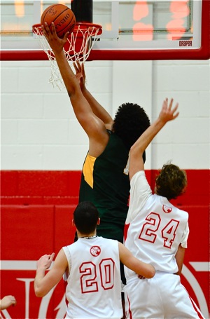 What it looks like at the rim...his size makes TC's Anderson a rare commodity in Division IV basketball.