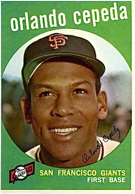 Cepeda's rookie photo on the 1959 Topps baseball card.