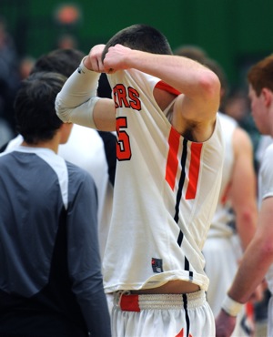 Dejected by the outcome, Versailles' Brett McEldowney struggled to hid his emotions.