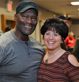 1977 National League MVP Foster shares a smile with Press Pros associate editor Julie McMaken Wright.
