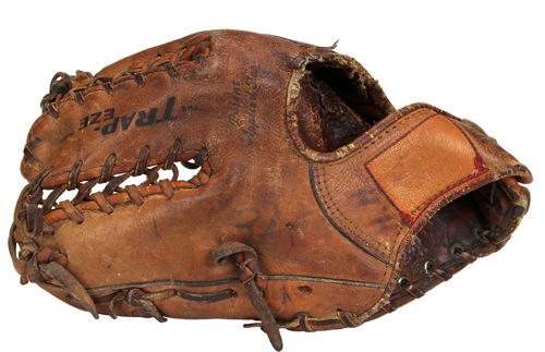 The glove worn by Springfield's Harvey Haddix in Game 7 of the 1960 World Series.  (Private Collection)