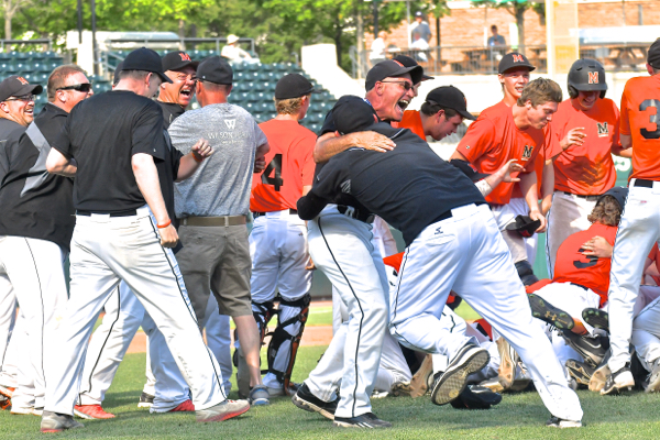 Happiness in the middle of the infield, but the real celebration awaited Minster back home as they returned with their third baseball title since 2011.
