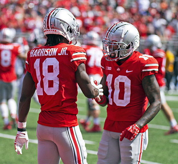 Ohio State receiver Marvin Harrison Jr. practices at punt returner