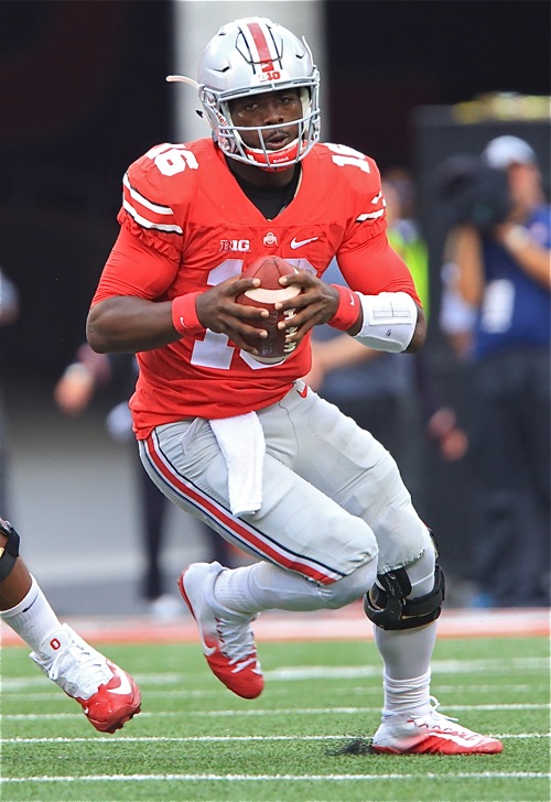 J. T. Barrett had a so-so day, but scored two rushing touchdowns in the 48-3 rout of Tulsa.