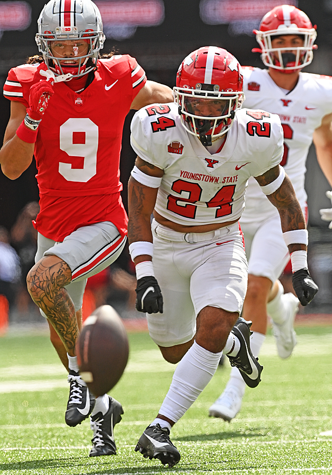 Marvin Harrison Jr. talks about Ohio State's offense in the Buckeyes' 35-7  win over Youngstown State 