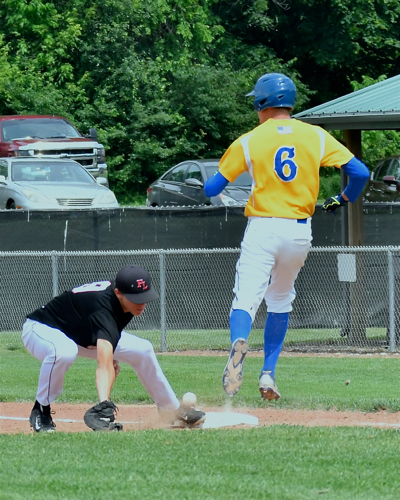 Hunter Cohee's infield hit allowed him to make it to first base on Redskin errors.