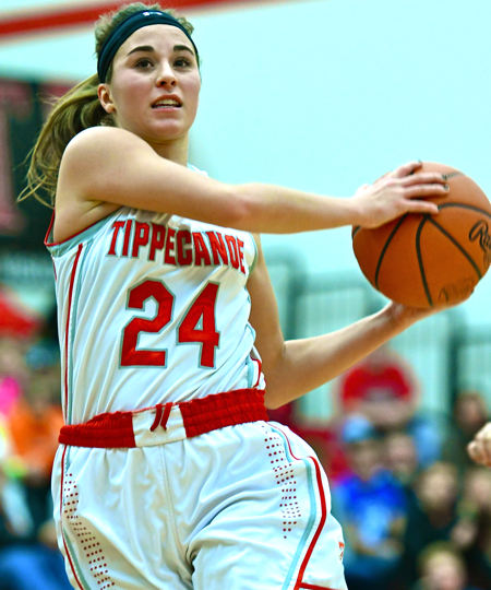 Hailee Varvel goes in for a lay-up.
