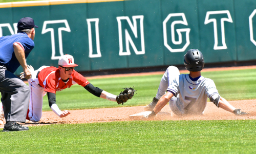 CHCA's Adam Rakestraw beats the tag attempt for a fifth inning double.