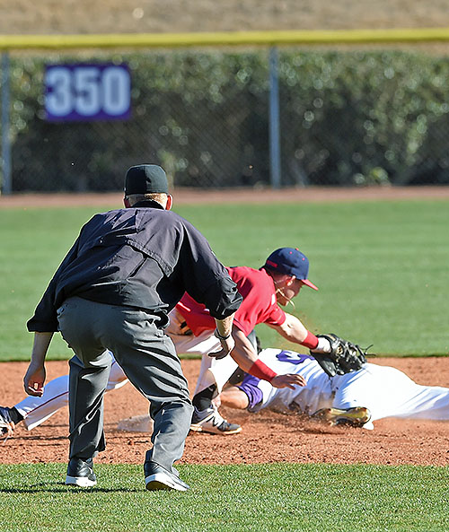 The Final Out...Second baseman Nick Ryan reaches to tag David Webel as he overslides second for the game's final out.