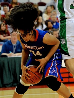 Hair's The Ball...Cornerstone's Geneive Berry snaps a steal away from Wateford in Friday action at the Schott.