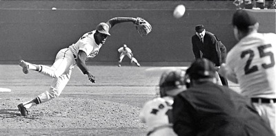 Fearsome...During his heyday as the Cardinals' ace Bob Gibson was fearless to come up and in on opposing hitters.  It's the only threat left in baseball.